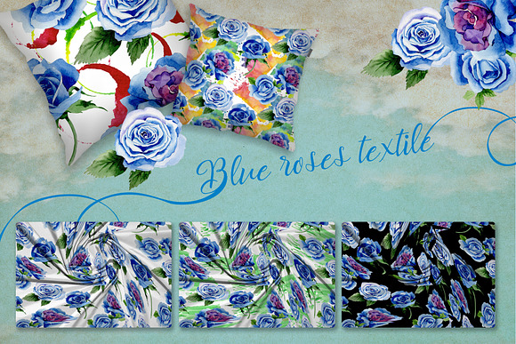 Beautiful blue roses PNG set in Illustrations - product preview 3