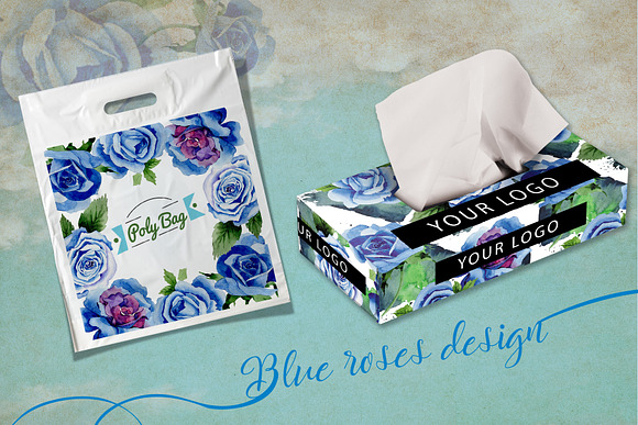 Beautiful blue roses PNG set in Illustrations - product preview 5