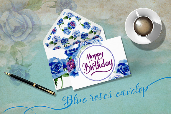Beautiful blue roses PNG set in Illustrations - product preview 6