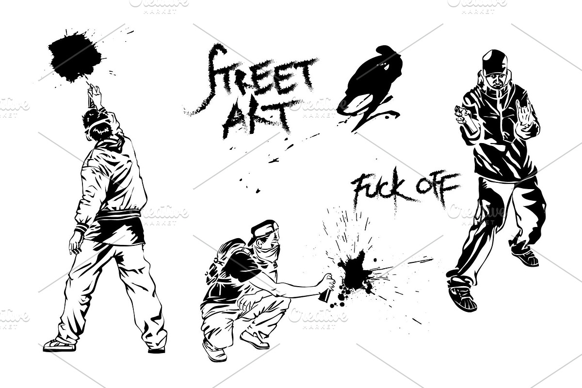 Street art and graffiti set in Illustrations - product preview 8
