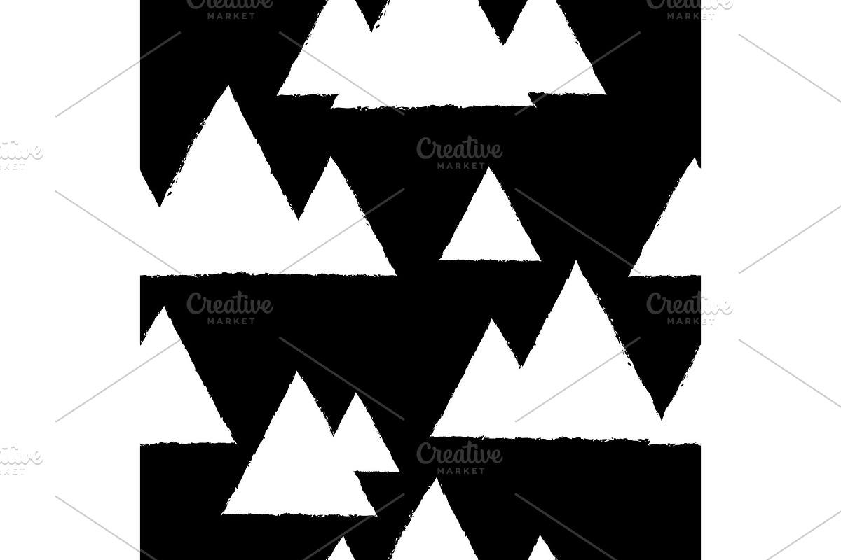 Seamless pattern with geometric snowy mountains. White triangles and black background. in Illustrations - product preview 8
