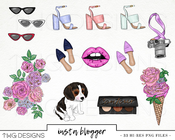 Spring Blogger Fashion Girl Clip Art in Illustrations - product preview 1