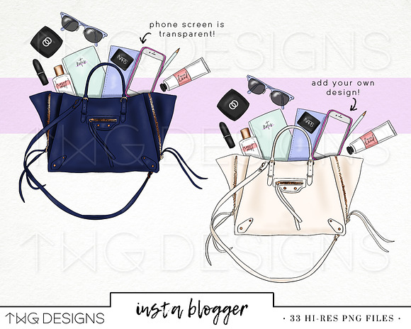 Spring Blogger Fashion Girl Clip Art in Illustrations - product preview 2