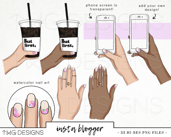 Spring Blogger Fashion Girl Clip Art in Illustrations - product preview 3