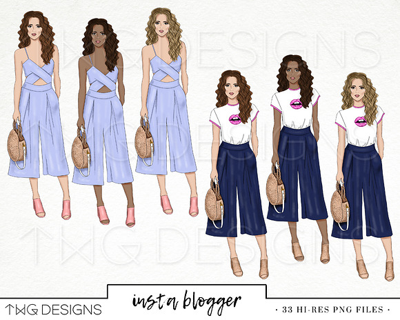 Spring Blogger Fashion Girl Clip Art in Illustrations - product preview 4