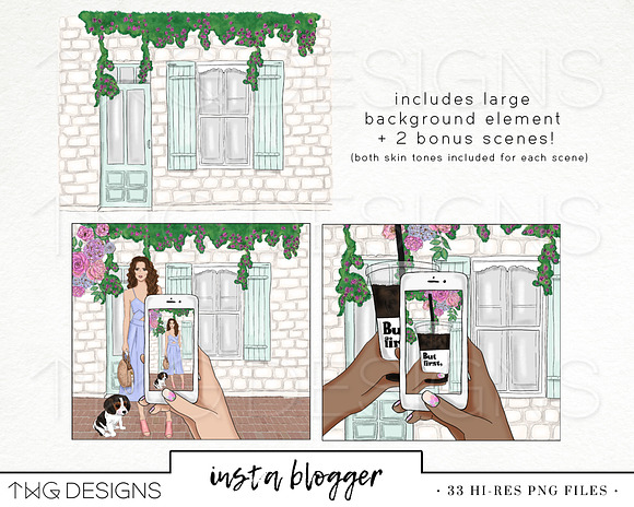 Spring Blogger Fashion Girl Clip Art in Illustrations - product preview 5