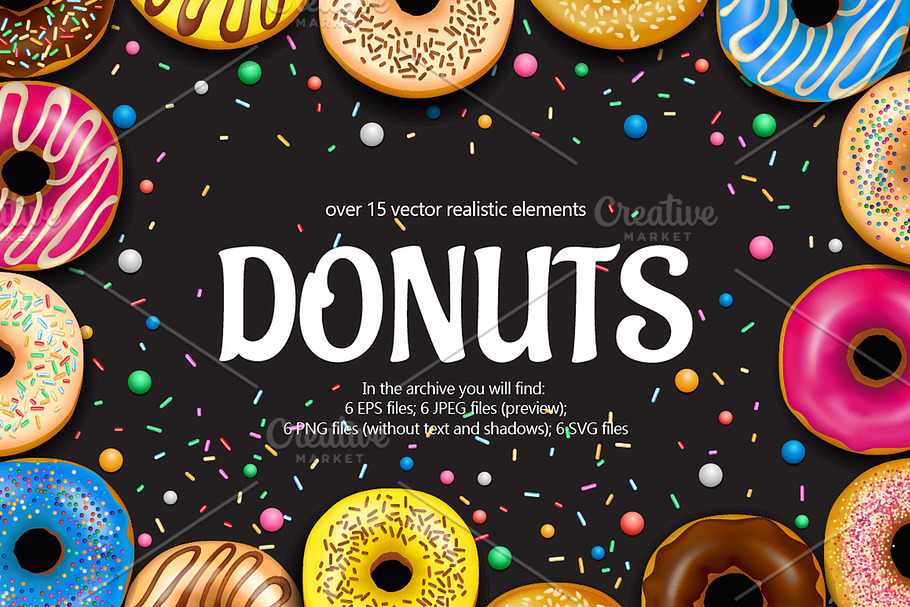 Donuts Realistic Set in Illustrations - product preview 8