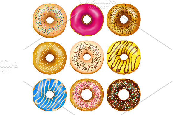 Donuts Realistic Set in Illustrations - product preview 1