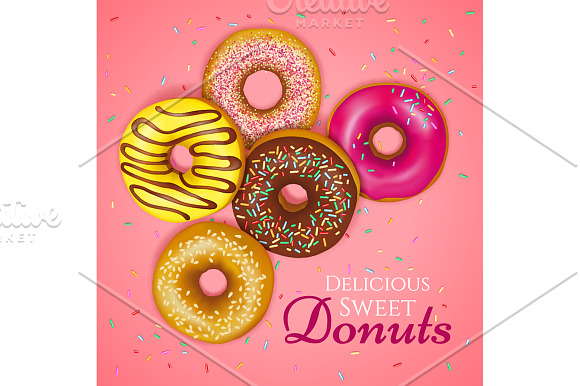 Donuts Realistic Set in Illustrations - product preview 2