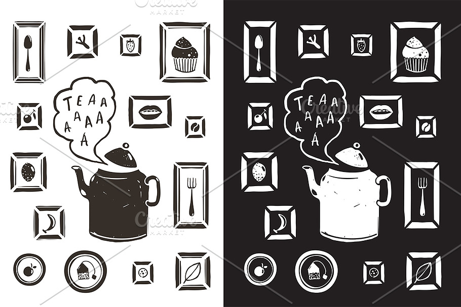 Kitchen Drinking Tea Teapot Design in Illustrations - product preview 8