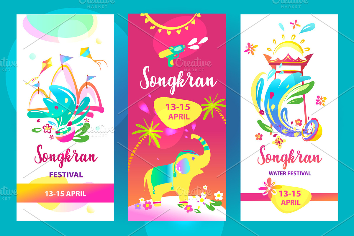 Songkran water festival in Illustrations - product preview 8