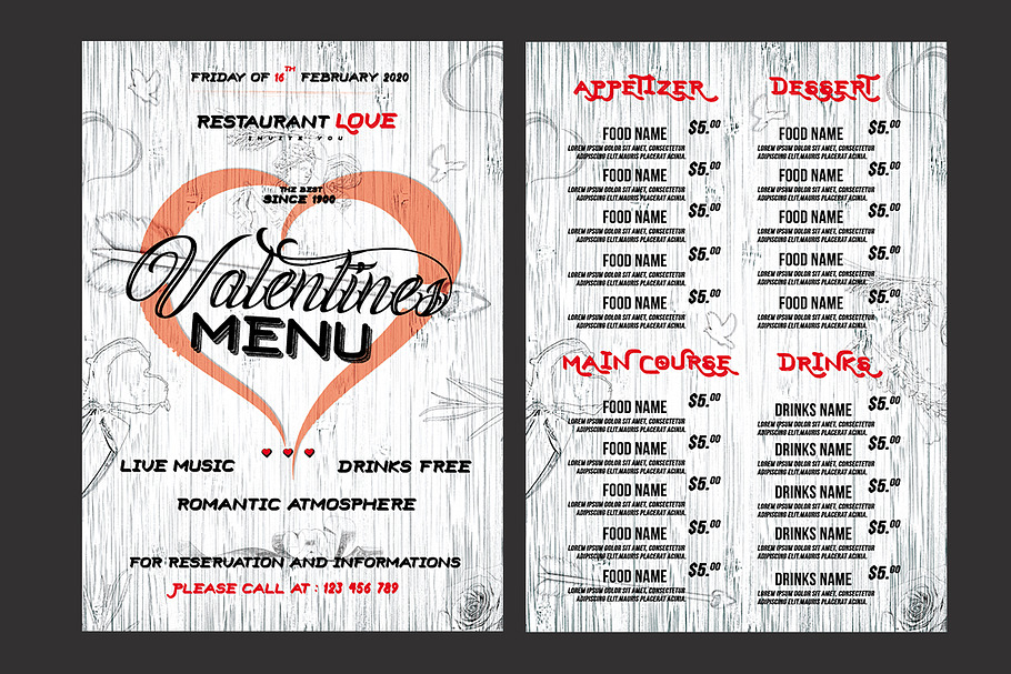 Valentines Day Menu  in Flyer Templates - product preview 8