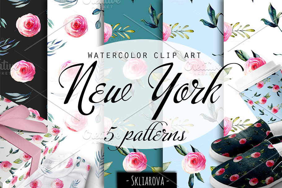 "New York". Roses patterns.