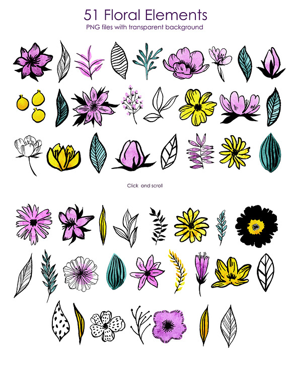 Watercolor Violet Flower Set in Illustrations - product preview 6