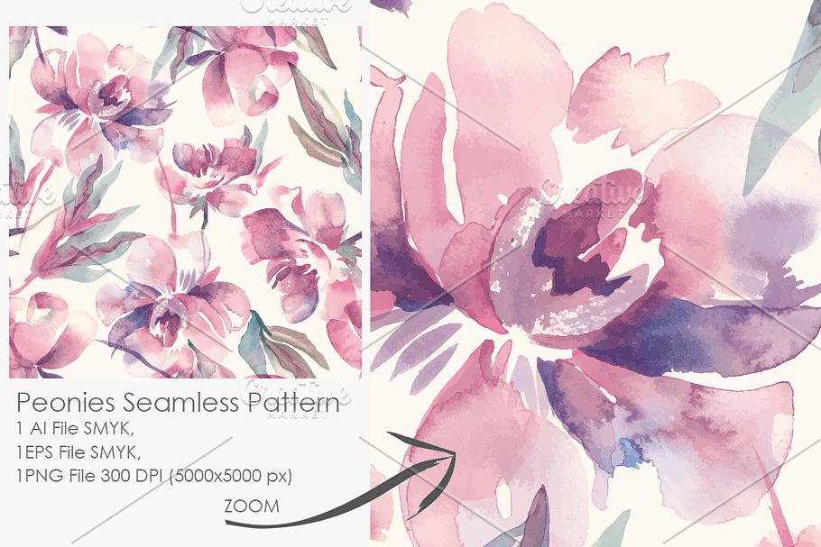 Peonies Seamless Pattern 2 in Patterns - product preview 8