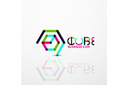 Cube idea concept logo, line