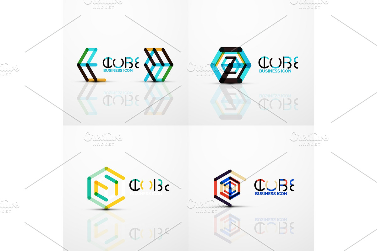 Cube idea concept logo, line in Illustrations - product preview 8