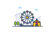 Amusement park colorful illustration