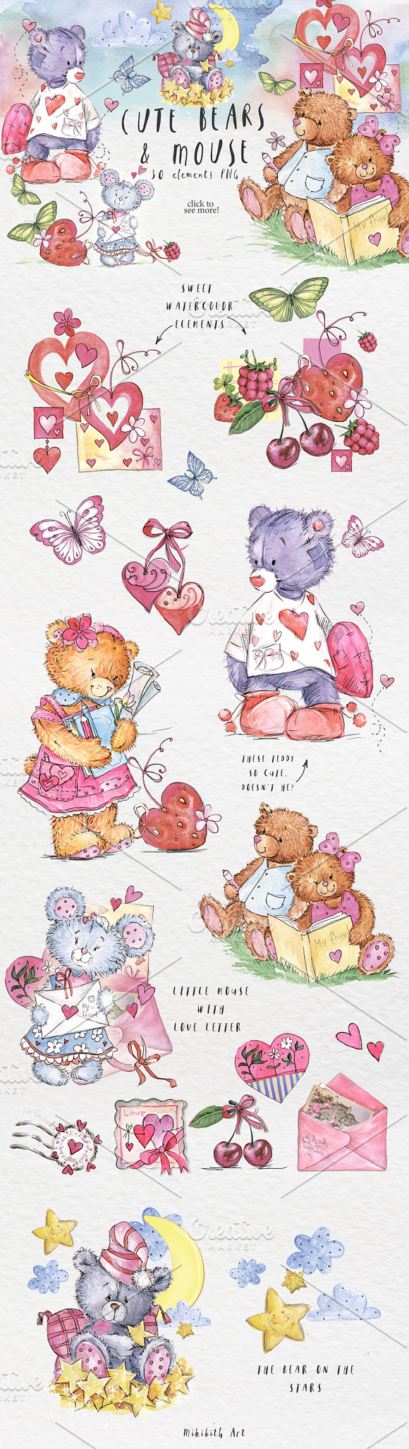 SO LOVELY BEARS+ 1 MOUSE :) in Illustrations - product preview 2