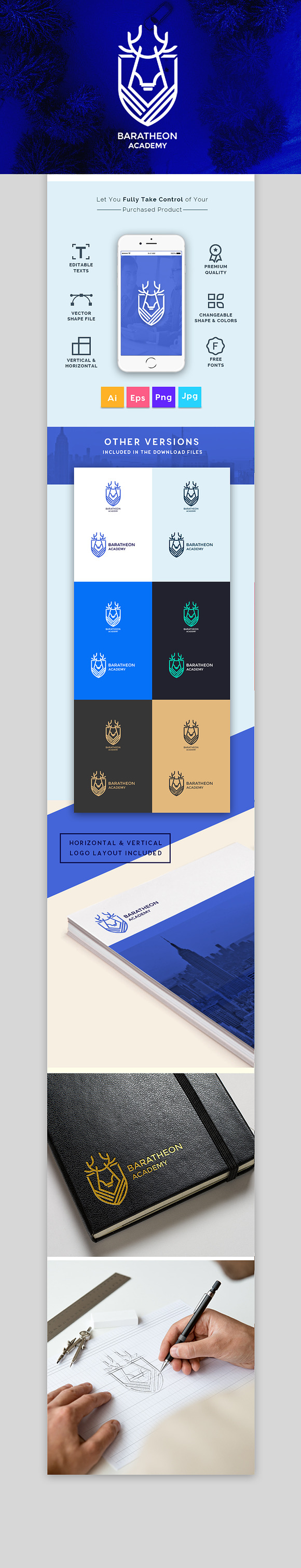 Deer Heraldry Logo in Logo Templates - product preview 7