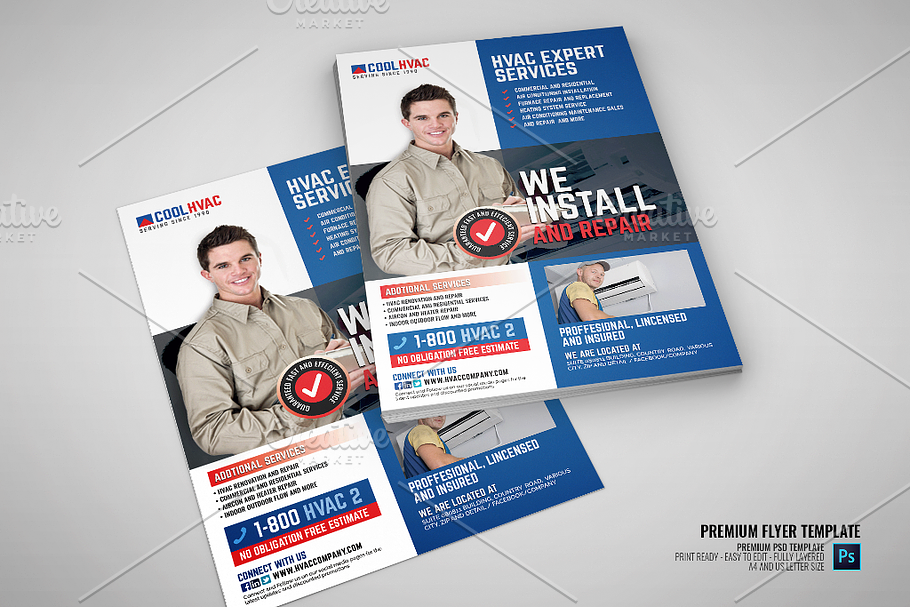 Heating and Cooling HVAC Flyer in Flyer Templates - product preview 8