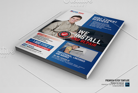 Heating and Cooling HVAC Flyer in Flyer Templates - product preview 2