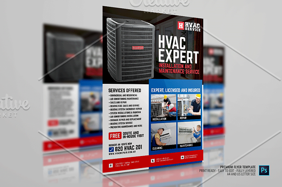 HVAC Expert Services Flyer in Flyer Templates - product preview 3