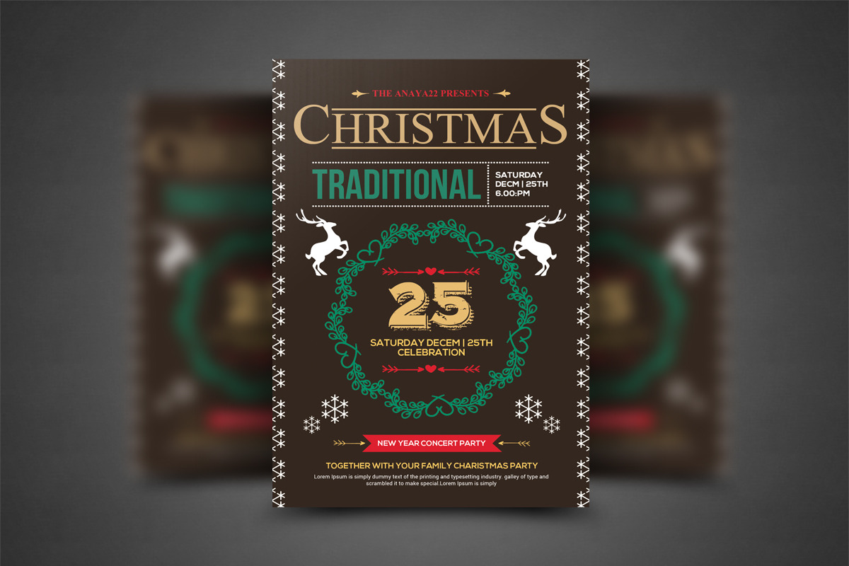Retro Christmas Party Flyer Template in Flyer Templates - product preview 8