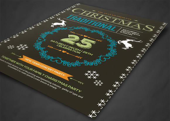 Retro Christmas Party Flyer Template in Flyer Templates - product preview 1