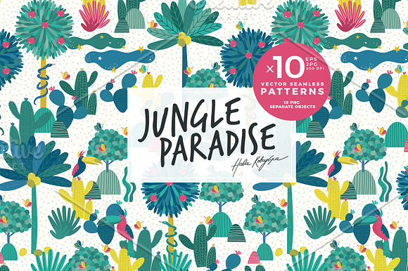 Jungle Paradise vector pattern in Patterns - product preview 4