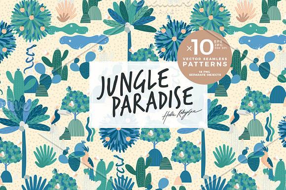 Jungle Paradise vector pattern in Patterns - product preview 7