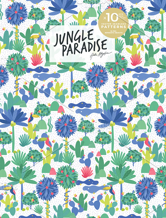 Jungle Paradise vector pattern in Patterns - product preview 12