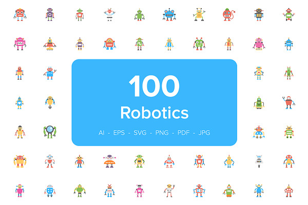 100 Robotics Flat Icons