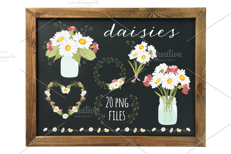 Daisies in Mason Jars in Illustrations - product preview 8
