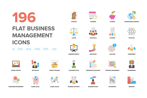 Flat Business Management Icons