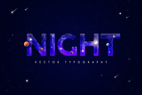 Night. Creative typography in Illustrations - product preview 2