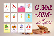2018 Calendar with cute symbols