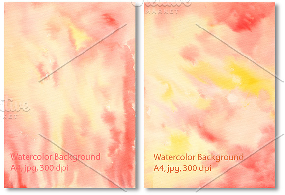 Yellow Orange Watercolor Background in Textures - product preview 3
