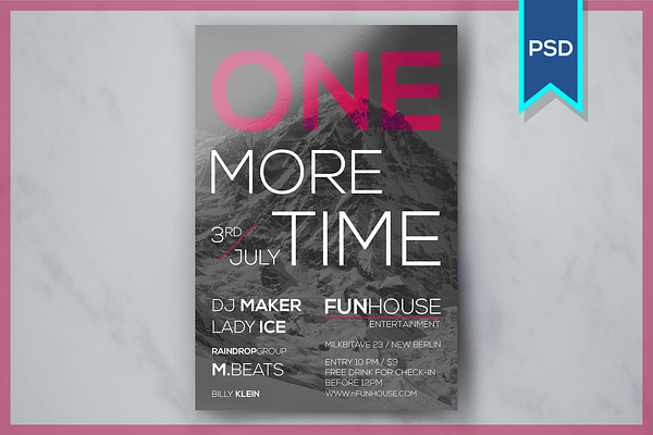One More Time Party Flyer Template