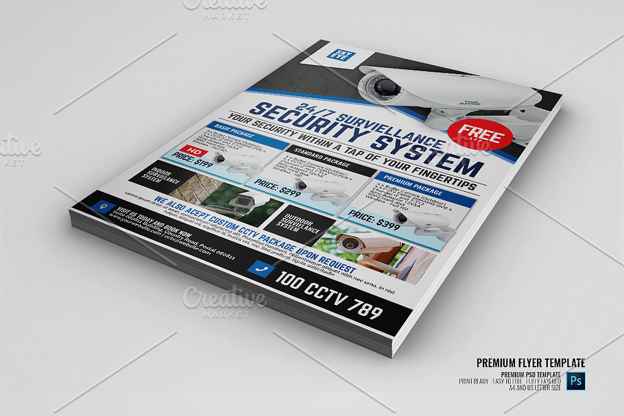 CCTV Surveillance Camera Shop Flyer in Flyer Templates - product preview 8