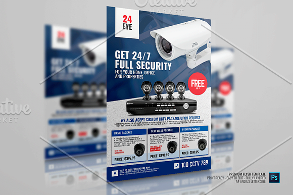 Security Camera CCTV Shop Flyer in Flyer Templates - product preview 1