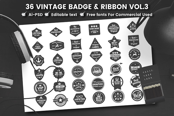 36 VINTAGE BADGE & RIBBON Vol.8