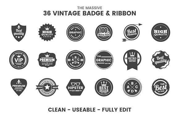 36 VINTAGE BADGE & RIBBON Vol.8 in Logo Templates - product preview 3