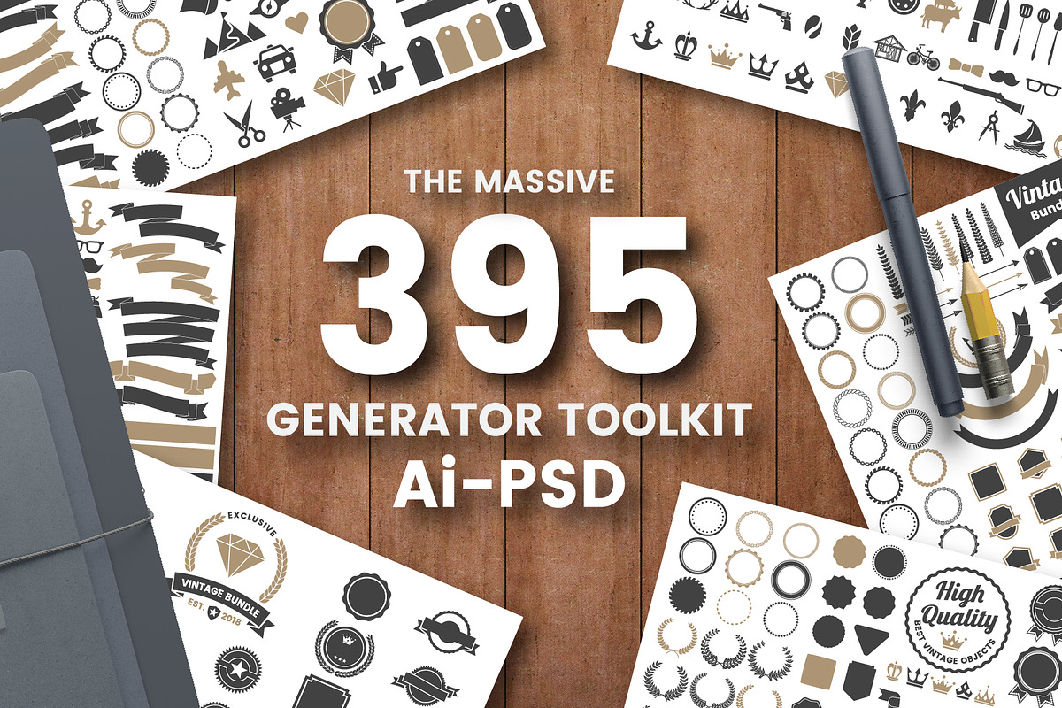395 VINTAGE GENERATOR TOOLKIT in Logo Templates - product preview 8