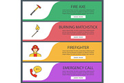 Firefighting web banner templates set