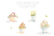 Watercolor Flower Pots