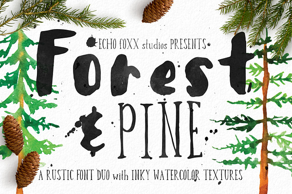Forest & Pine Textured Font Bundle