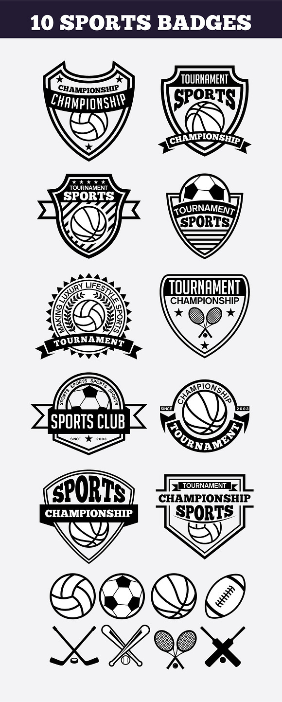 SPORTS BADGES AND LOGO BUNDLE in Logo Templates - product preview 19