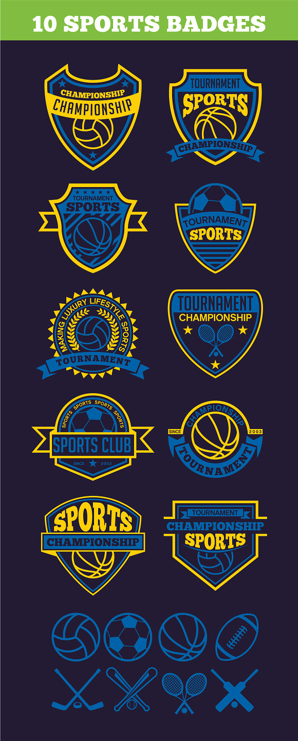 SPORTS BADGES AND LOGO BUNDLE in Logo Templates - product preview 26