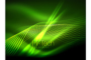 Elegant neon flowing stripes, smooth waves with light effects
